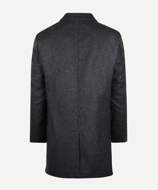 Herringbone Overcoat Wool | Dark Grey Melange