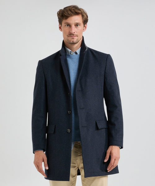 Herringbone Overcoat Wool | Navy