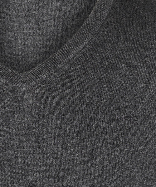 Trui V-hals Cotton Merino | Dark Grey Melange