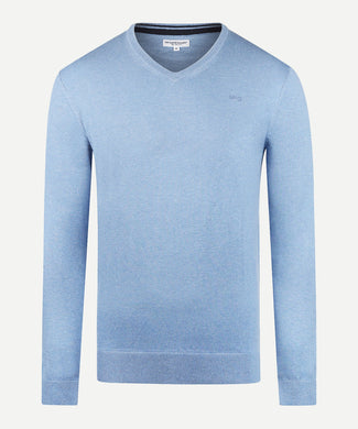 Sweater V-neck Cotton Merino | Sky Blue