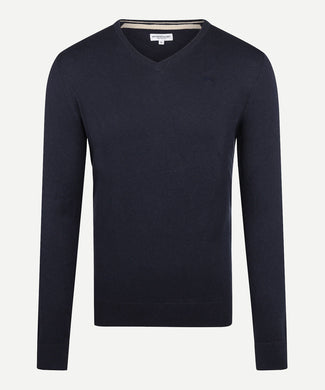 Sweater V-neck Cotton Merino | Navy