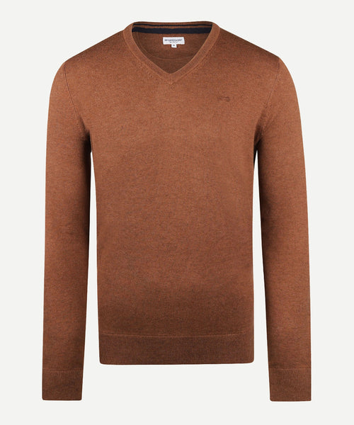 Trui V-hals Cotton Merino | Chesnut