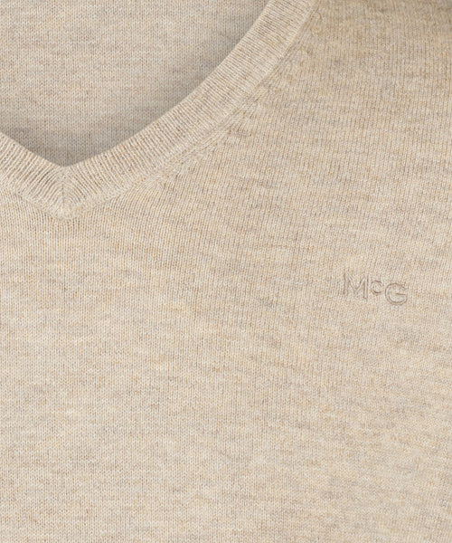 Trui V-hals Cotton Merino | Sand