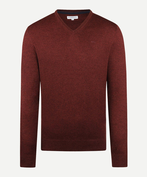 Trui V-hals Cotton Merino | Rusty Red