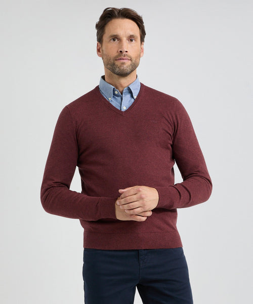 Trui V-hals Cotton Merino | Rusty Red