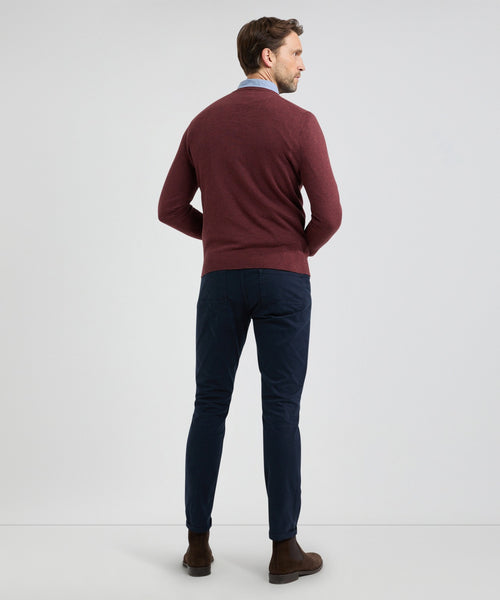 Trui V-hals Cotton Merino | Rusty Red