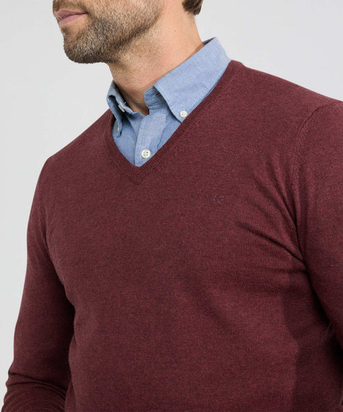 Trui V-hals Cotton Merino | Rusty Red