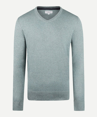 Sweater V-neck Cotton Merino | Dark Sage