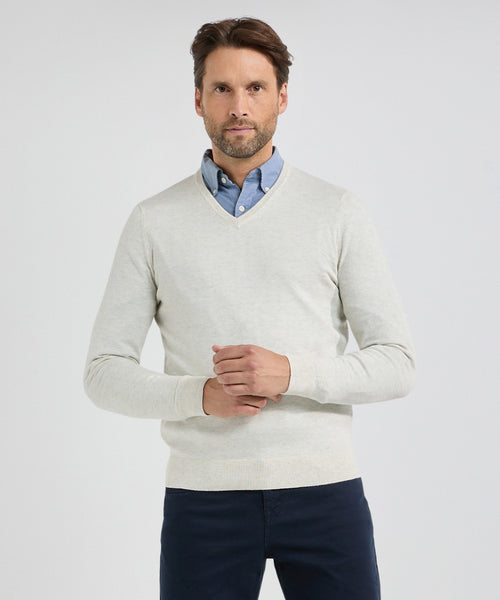 Trui V-hals Cotton Merino | Off White