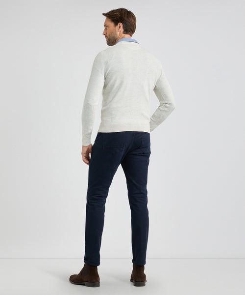 Trui V-hals Cotton Merino | Off White