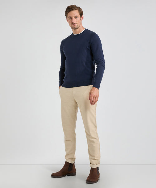 Trui Ronde Hals Cotton Merino | Navy