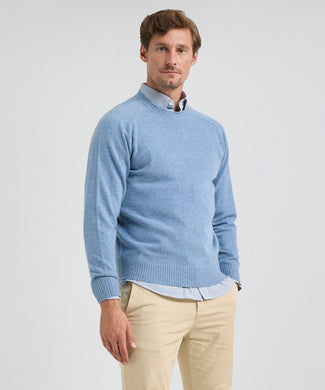 Round Neck Sweater Lambswool | Sky Blue