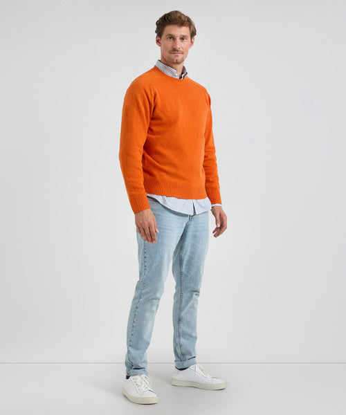 Trui Ronde Hals Lamswol | Winter Orange