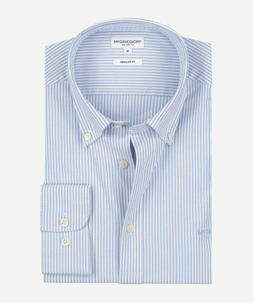 Overhemd Stretch Oxford Kleine Streep | Light Blue