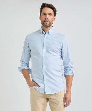 Overhemd Stretch Oxford Kleine Streep | Light Blue