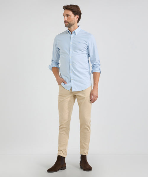 Overhemd Stretch Oxford Kleine Streep | Light Blue