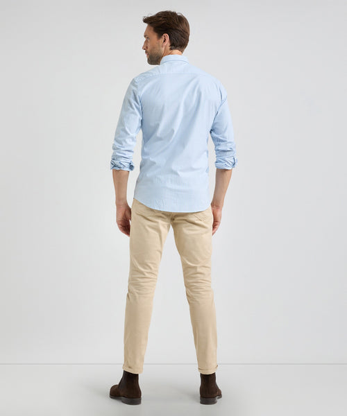 Overhemd Stretch Oxford Kleine Streep | Light Blue