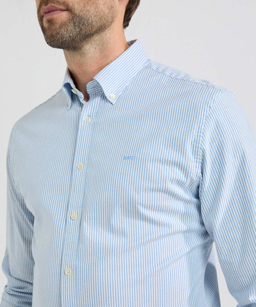 Overhemd Stretch Oxford Kleine Streep | Light Blue