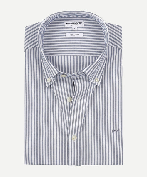 Overhemd Stretch Oxford Grote Streep | Navy