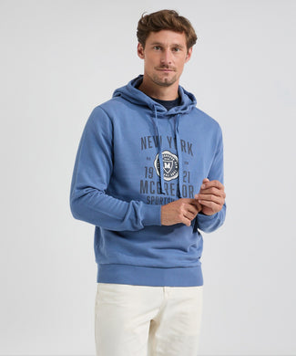 Hoodie with Print | Faded Blue