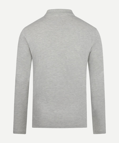 Polo piqué klassiek lange mouw | Medium Grey Melange