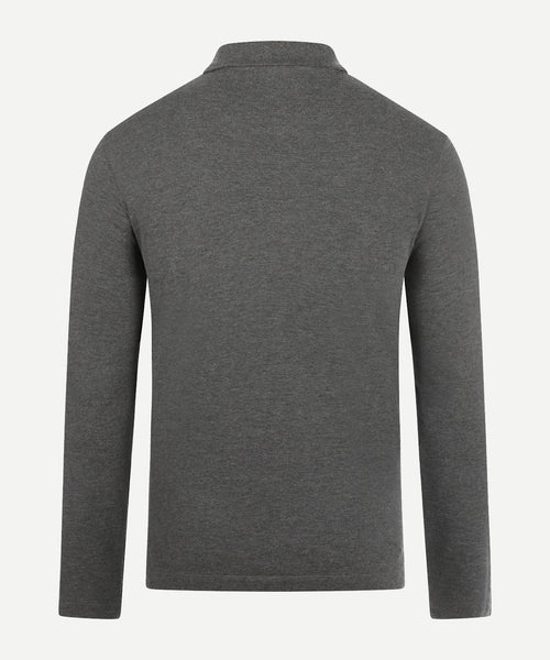 Polo piqué klassiek lange mouw | Dark Grey Melange