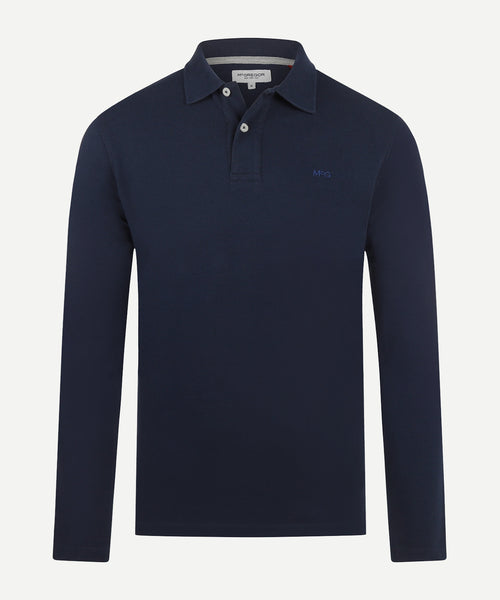 Polo piqué klassiek lange mouw | Navy