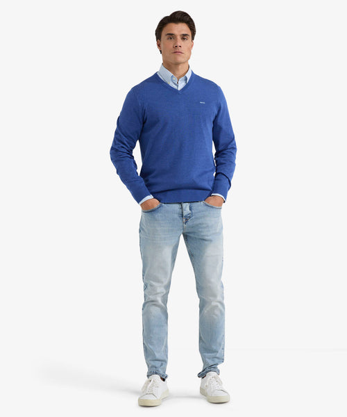 Sweater V-neck Cotton | Royal Blue