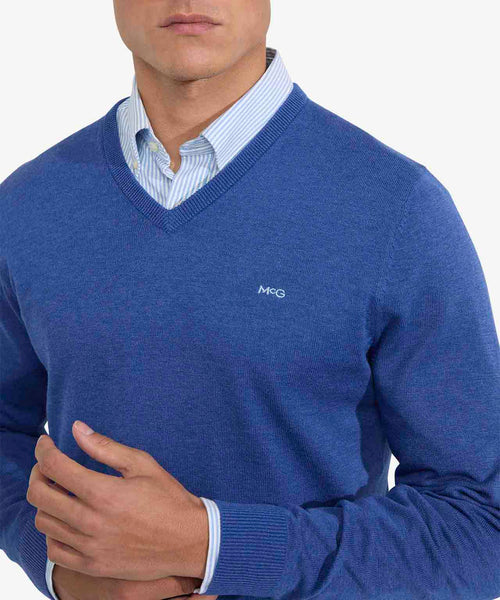 Sweater V-neck Cotton | Royal Blue
