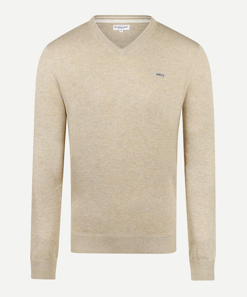 Sweater V-neck Cotton | Sand