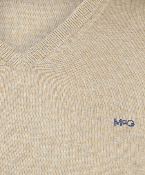 Sweater V-neck Cotton | Sand