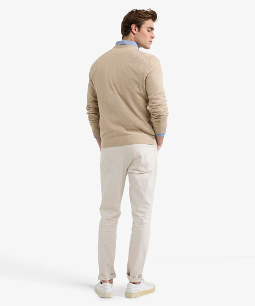 Sweater V-neck Cotton | Sand