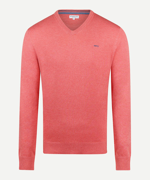 Sweater V-neck Cotton | Coral Red