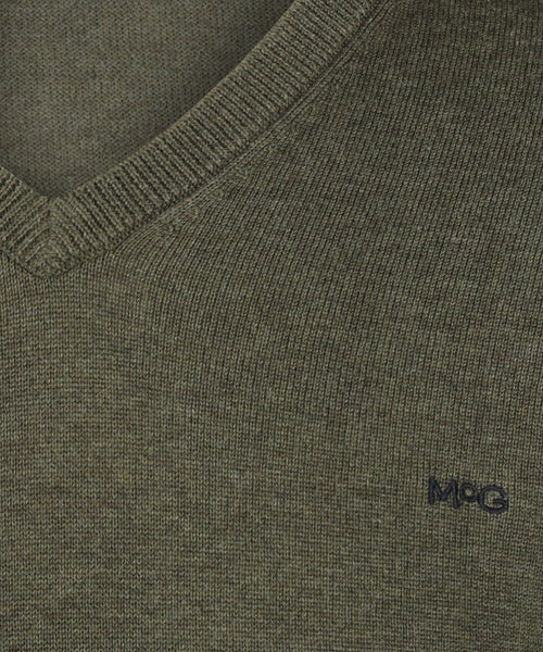 Sweater V-neck Cotton | Olive