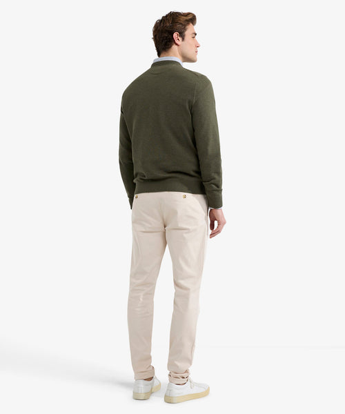 Sweater V-neck Cotton | Olive