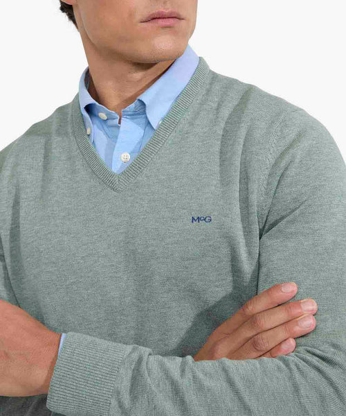 Sweater V-neck Cotton | Ice Green
