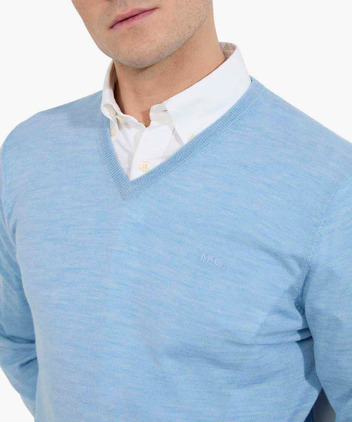 Sweater V-neck Luxe Merino | Light Blue