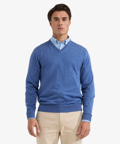 Sweater V-neck Luxe Merino | Vintage Blue