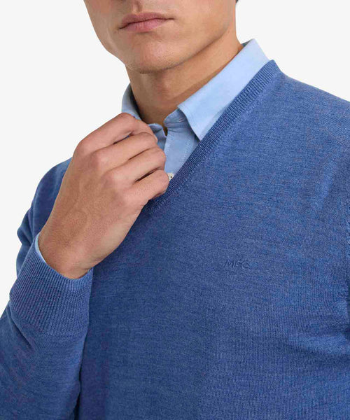 Sweater V-neck Luxe Merino | Vintage Blue