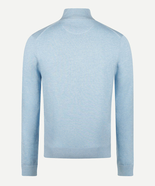 Sweater Zip Collar Cotton | Light Blue