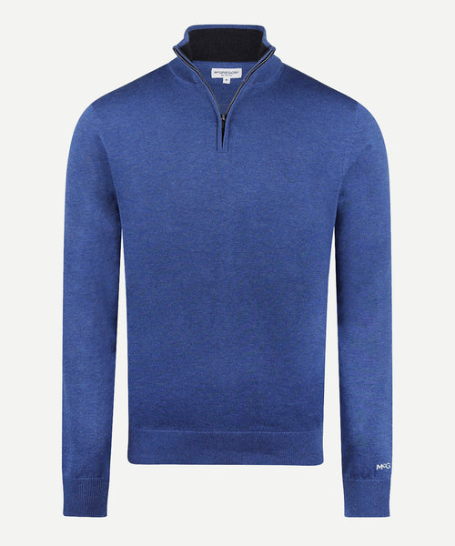 Sweater Zip Collar Cotton | Royal Blue