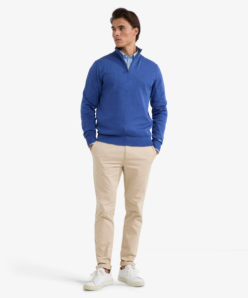 Sweater Zip Collar Cotton | Royal Blue