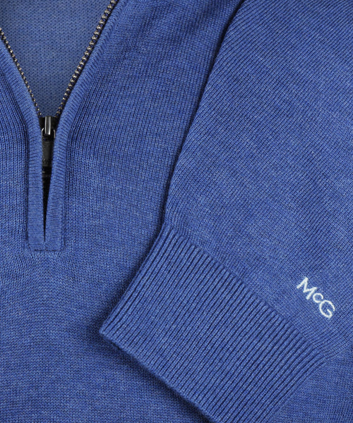 Sweater Zip Collar Cotton | Royal Blue