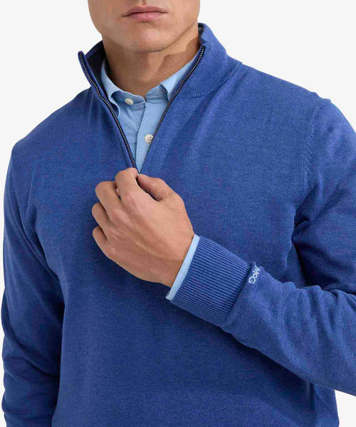 Sweater Zip Collar Cotton | Royal Blue