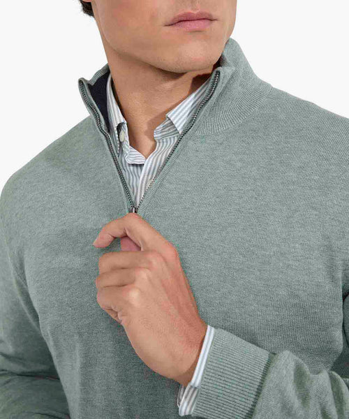 Sweater Zip Collar Cotton | Ice Green