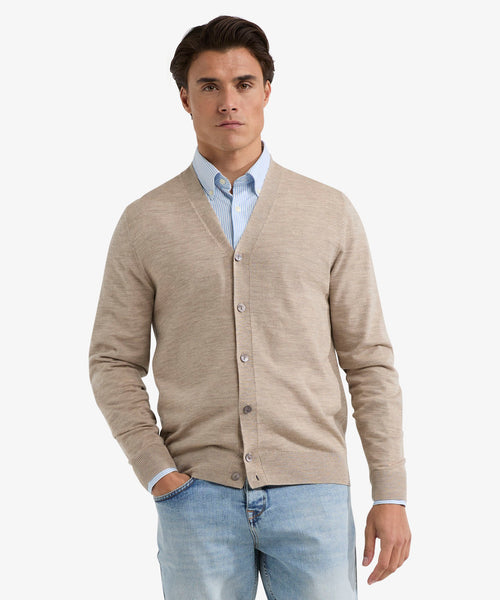 Vest Luxe Merino Knoopsluiting | Sand
