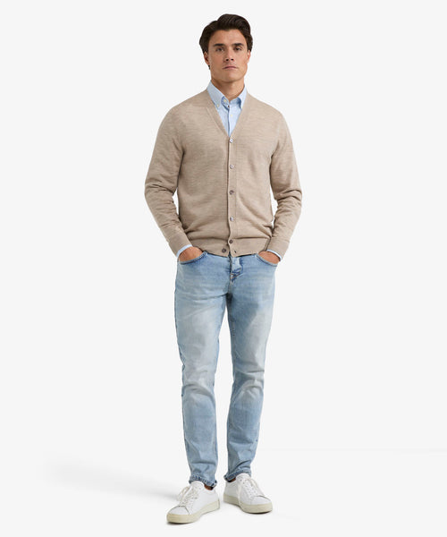 Vest Luxe Merino Knoopsluiting | Sand