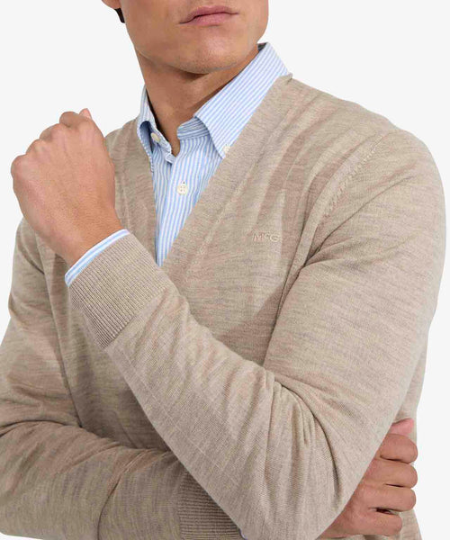 Vest Luxe Merino Knoopsluiting | Sand