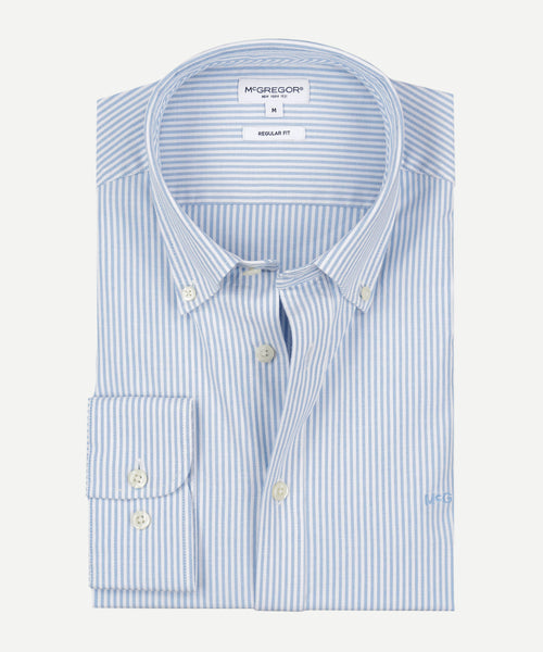 Overhemd Oxford Stretch Kleine Streep | Light Blue