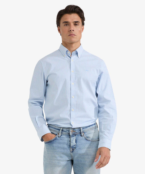 Shirt Oxford Stretch Small Stripe | Light Blue